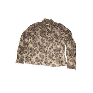 🎯3 for $30🎯 jacket Womens Large cream floral Linen Blend glitter flecks